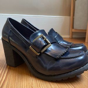 C. Label blue block heel loafer SIZE 9